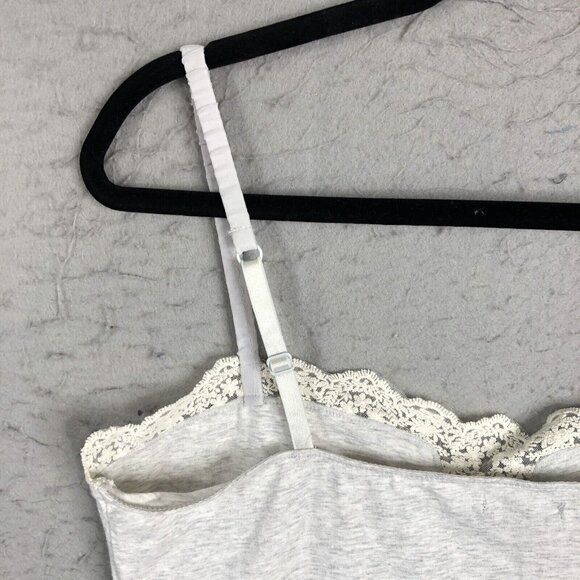 Y2K American Eagle Outfitter Cami Top Womens XL Gray Heather Babydoll Lace Trim - Picture 14 of 16